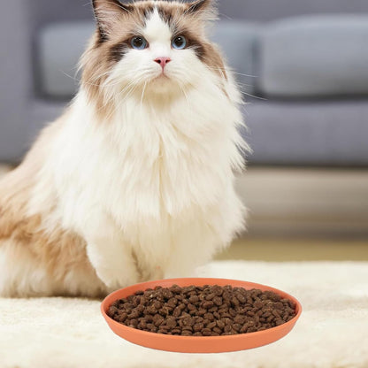 4 Pcs Cat Food Dish 5.9 Inch Shallow Cat Wet Feeding Bowls Whisker Friendly Wide Wheat Straw Pet Plate Colorful Flat Cat Bowl for Kittens and Short Legged Cat