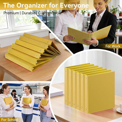 SUIN 1 Inch 3 Ring Binder, Clear 1'' View Presentation Binders with 2 Pockets, Fits 8.5 x 11 Letter Size, Durable Polypropylene, Non-Stick & PVC-Free for School, Office & Home (Yellow)