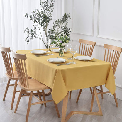 Textured Rectangle Tablecloth Water Resistant Wrinkle Free Spill-Proof, Soft Jacquard Table Cloth for Banquet Parties Event Holiday Dinner, Indoor and Outdoor Use, 60 x 84 Inch, Ochre Yellow