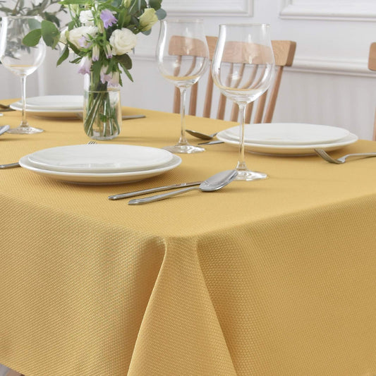 Textured Rectangle Tablecloth Water Resistant Wrinkle Free Spill-Proof, Soft Jacquard Table Cloth for Banquet Parties Event Holiday Dinner, Indoor and Outdoor Use, 60 x 84 Inch, Ochre Yellow