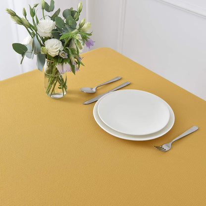 Textured Rectangle Tablecloth Water Resistant Wrinkle Free Spill-Proof, Soft Jacquard Table Cloth for Banquet Parties Event Holiday Dinner, Indoor and Outdoor Use, 60 x 84 Inch, Ochre Yellow