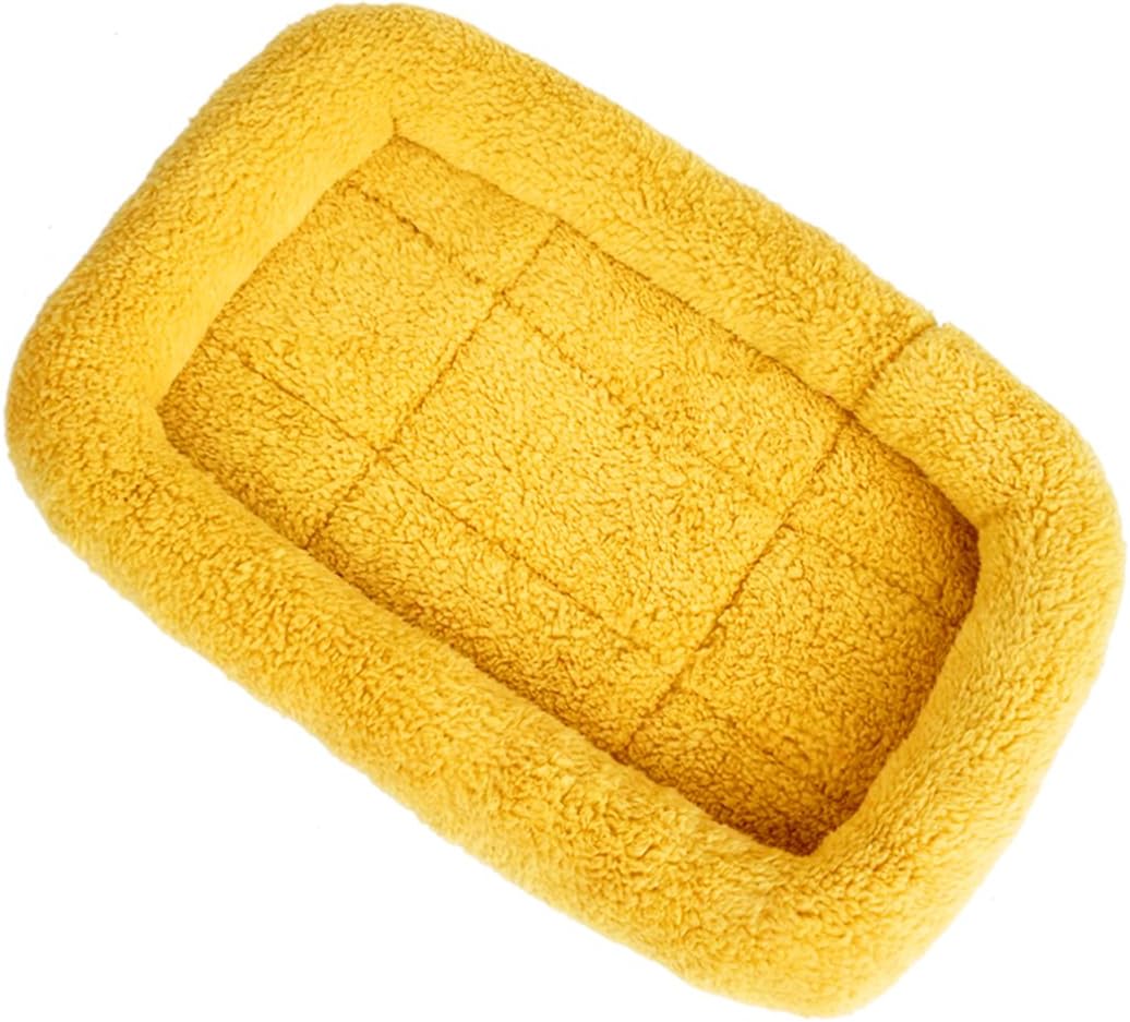 Winter Warm Comfortable Pet Dog Cat Sleeping Bed Mat for Pet House/Kennels/Cage/Crate Bed, Yellow, S