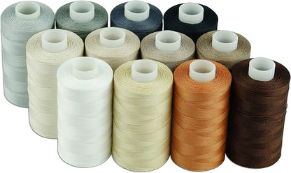 12 Multi Colors All Purposes Cotton Quilting Thread 50s/3 Thread for Piecing Sewing etc - 550 Yards Each (Neutral Colors)