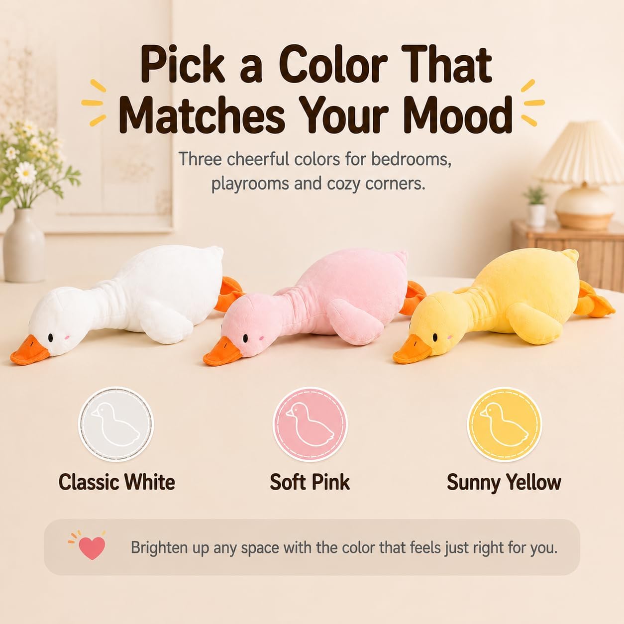 Duck Plush Pillow Stuffed Animal Toy, Cute Giant Goose Plush Duck Stuffed Animal,Super Soft Hugging Pillow for Kids Bedding (Yellow,25.5 in)…