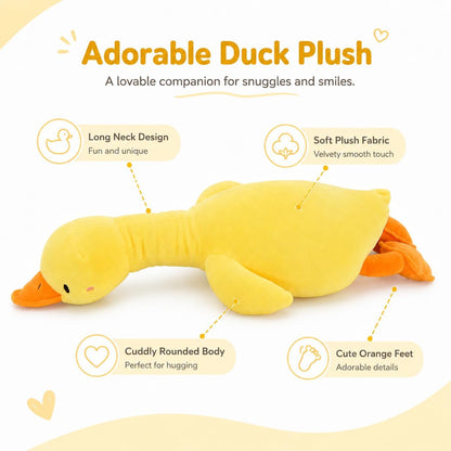 Duck Plush Pillow Stuffed Animal Toy, Cute Giant Goose Plush Duck Stuffed Animal,Super Soft Hugging Pillow for Kids Bedding (Yellow,25.5 in)…