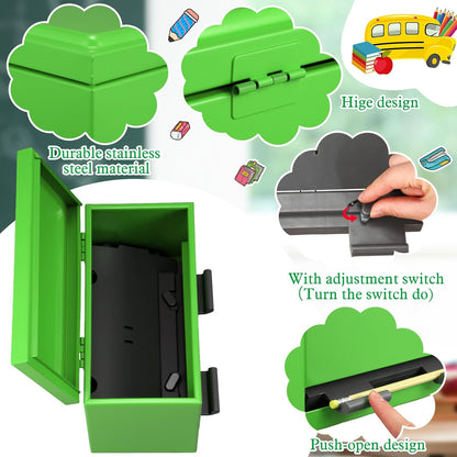 8 Pcs Pencil Dispenser Kit for Classroom Stainless Steel Straw Dispenser for Pencil Metal Pen Holder Organizer Letter Sticker for Desk Back to School Classroom Teacher Supplies(Yellow)