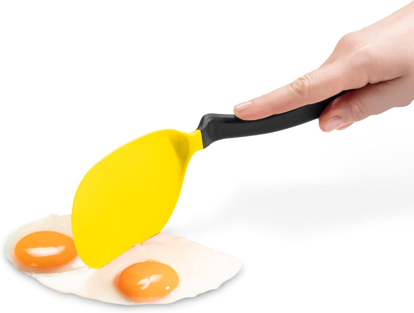 Chopula –Super Flexible Chopping Sit Up Spatula – Safe for Non-Stick One Size Yellow | Non-stick cookware safe, heat resistant, thin, flexible flipper, turner and food chopper with sit-up, no-mess handle, 12"