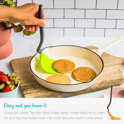 Chopula –Super Flexible Chopping Sit Up Spatula – Safe for Non-Stick One Size Yellow | Non-stick cookware safe, heat resistant, thin, flexible flipper, turner and food chopper with sit-up, no-mess handle, 12"