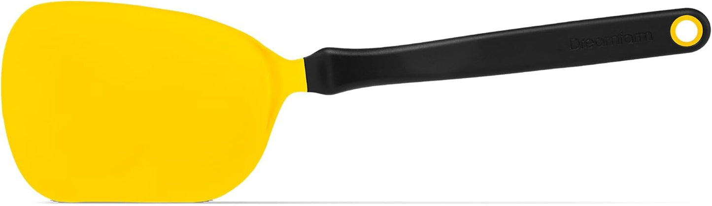 Chopula –Super Flexible Chopping Sit Up Spatula – Safe for Non-Stick One Size Yellow | Non-stick cookware safe, heat resistant, thin, flexible flipper, turner and food chopper with sit-up, no-mess handle, 12"