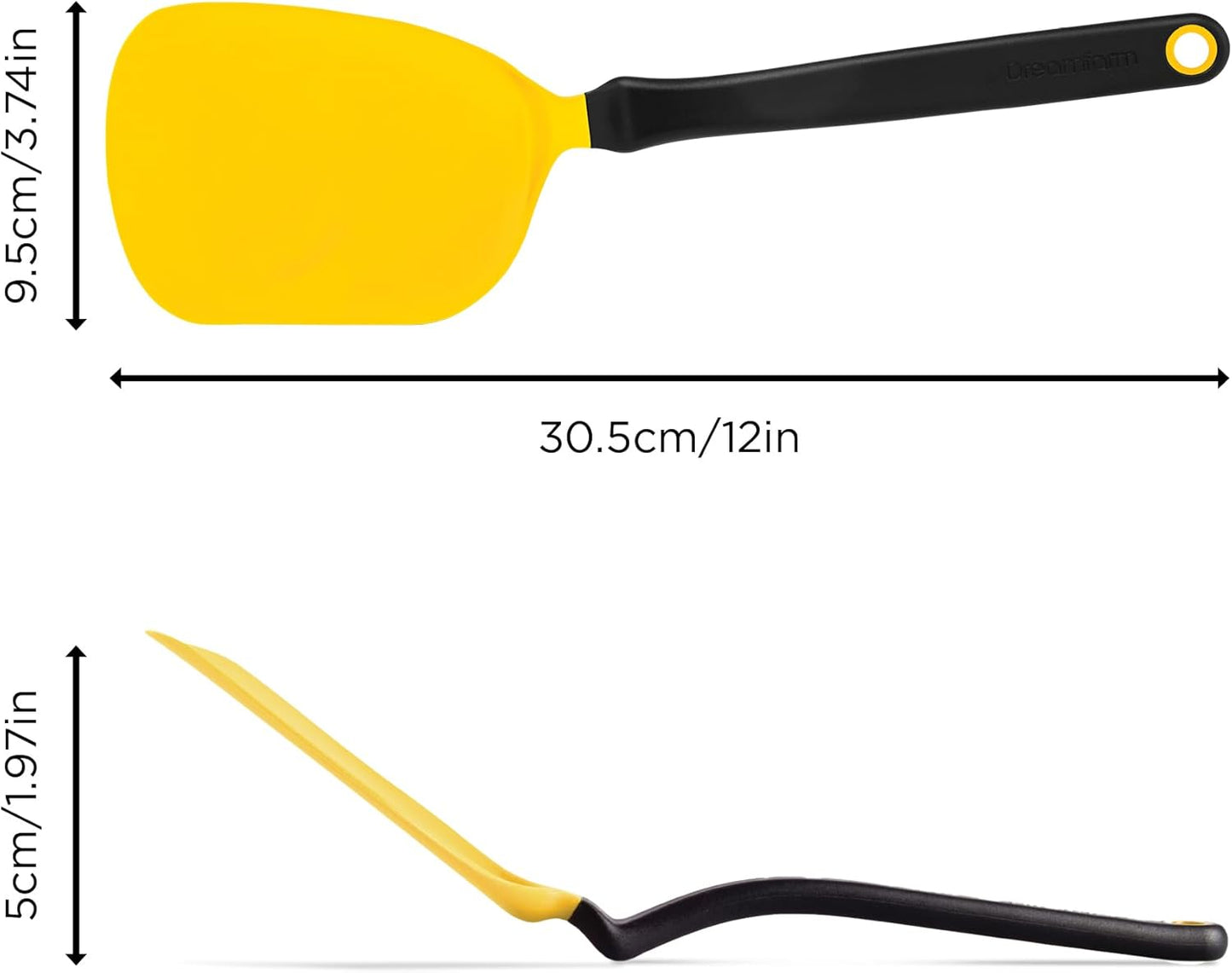 Chopula –Super Flexible Chopping Sit Up Spatula – Safe for Non-Stick One Size Yellow | Non-stick cookware safe, heat resistant, thin, flexible flipper, turner and food chopper with sit-up, no-mess handle, 12"