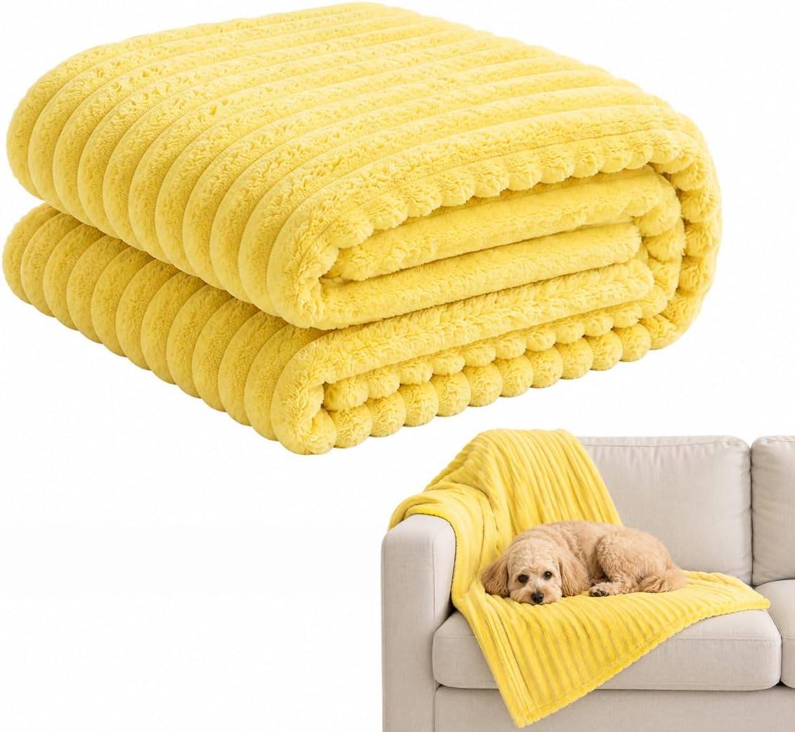 Emotional Support Blanket Yellow for Dogs Security Blanket, Calming Dog Blanket, Throw Rabbit Designed for Pets, Soft and Comfortable for Indoors Sofa (Yellow,27.6"x39.4")