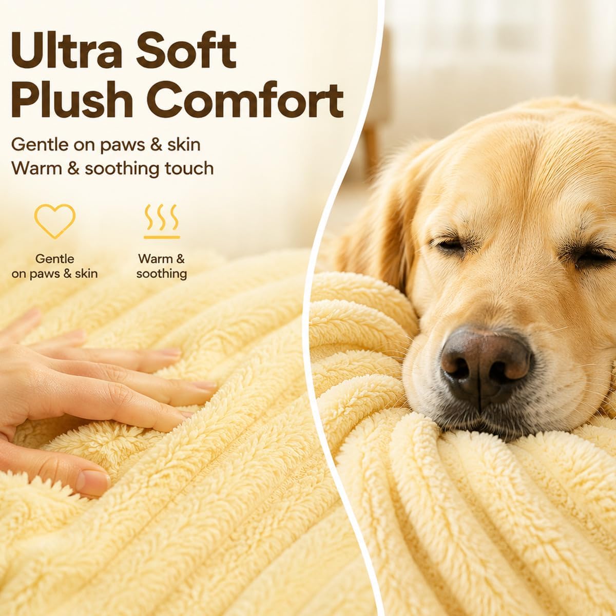 Emotional Support Blanket Yellow for Dogs Security Blanket, Calming Dog Blanket, Throw Rabbit Designed for Pets, Soft and Comfortable for Indoors Sofa (Yellow,27.6"x39.4")