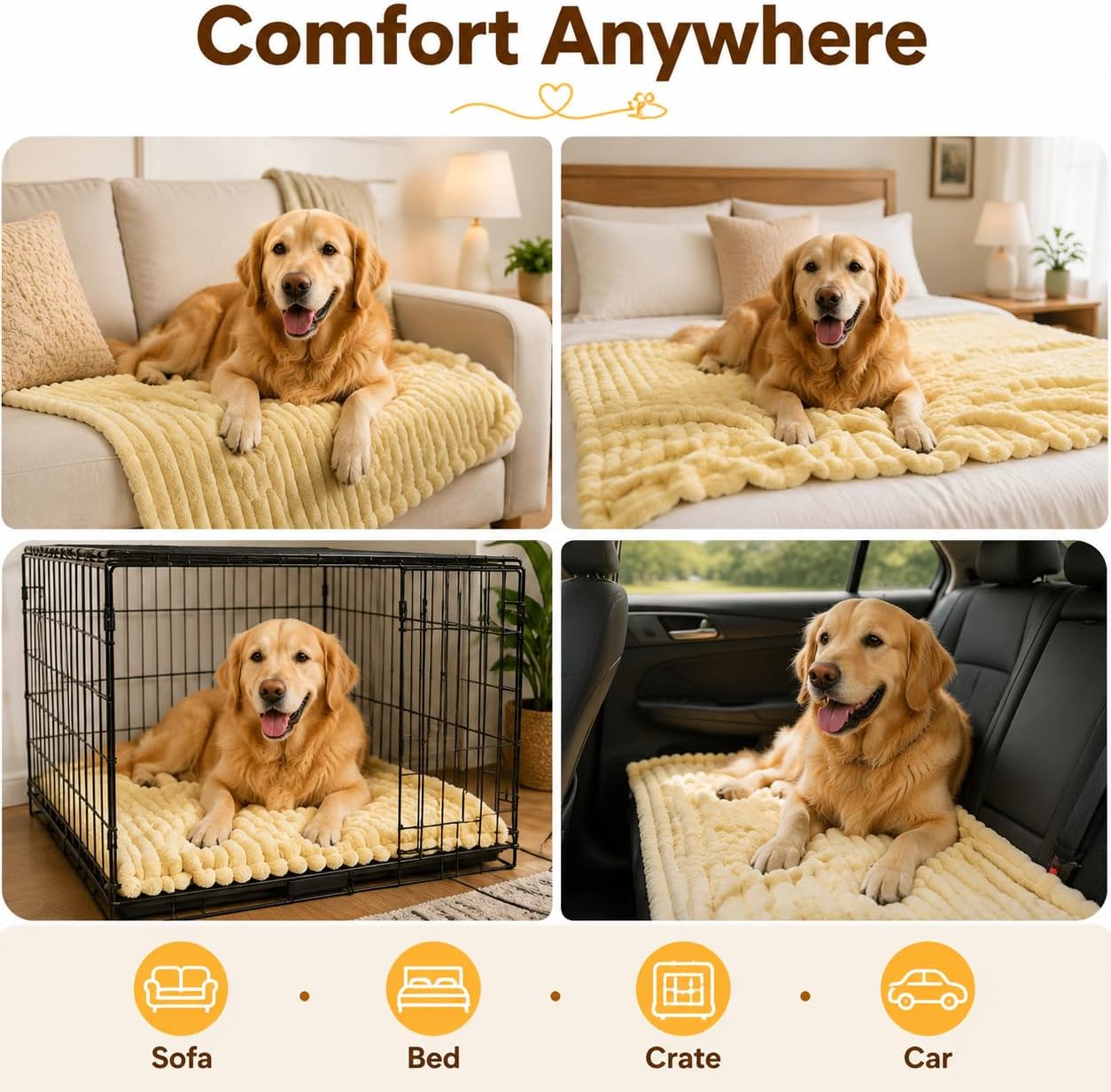 Emotional Support Blanket Yellow for Dogs Security Blanket, Calming Dog Blanket, Throw Rabbit Designed for Pets, Soft and Comfortable for Indoors Sofa (Yellow,27.6"x39.4")