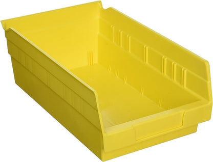 30130 Plastic Shelf Bins, Heavy Duty Storage Bins for Garage, Closet, and Drawer Organization, 12" x 6-1/2" x 4", Yellow, 12-Pack