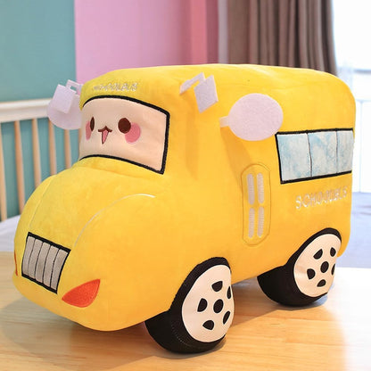 Car PlushSimulation School Bus Cute Cartoon Pillow Plush Van Cushion Plush Car Gift Plush Toys Children Birthday Party Gift (11X7X6Inch) (School Bus)
