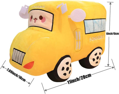Car PlushSimulation School Bus Cute Cartoon Pillow Plush Van Cushion Plush Car Gift Plush Toys Children Birthday Party Gift (11X7X6Inch) (School Bus)