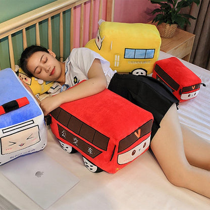 Car PlushSimulation School Bus Cute Cartoon Pillow Plush Van Cushion Plush Car Gift Plush Toys Children Birthday Party Gift (11X7X6Inch) (School Bus)