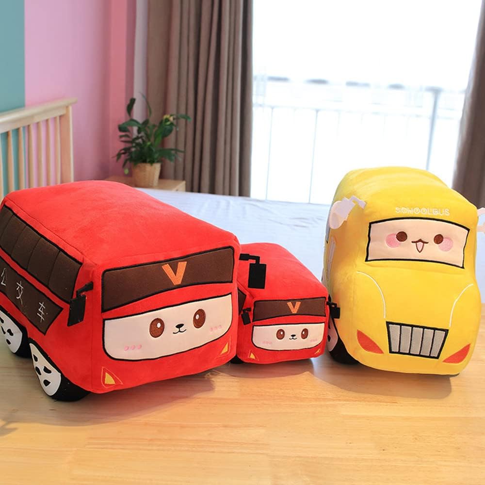Car PlushSimulation School Bus Cute Cartoon Pillow Plush Van Cushion Plush Car Gift Plush Toys Children Birthday Party Gift (11X7X6Inch) (School Bus)