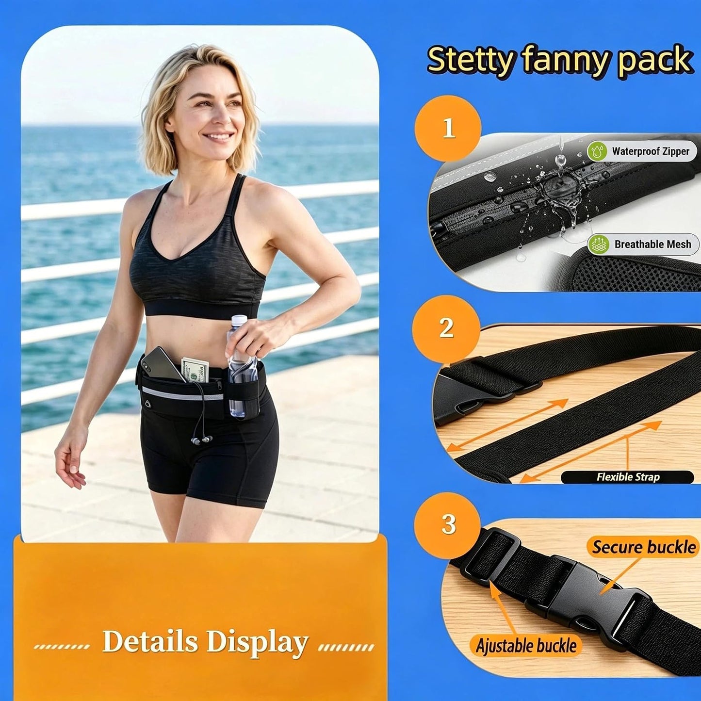 Running Belt Fanny Pack, hands-free Cell Phone Bag, Men and Women | Compact Design - Eliminates Bouncing and Rattling of Internal Items While Running
