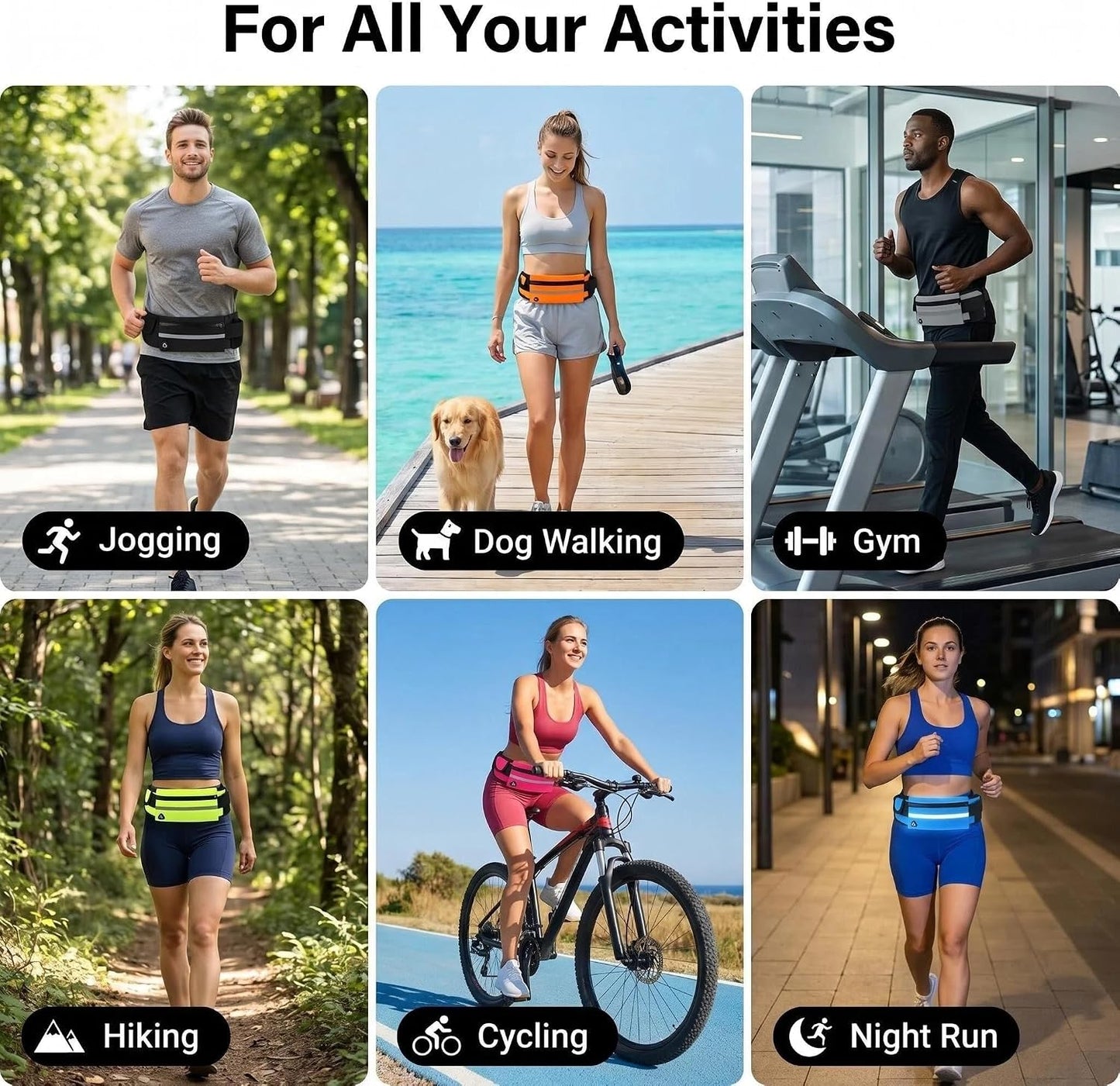 Running Belt Fanny Pack, hands-free Cell Phone Bag, Men and Women | Compact Design - Eliminates Bouncing and Rattling of Internal Items While Running