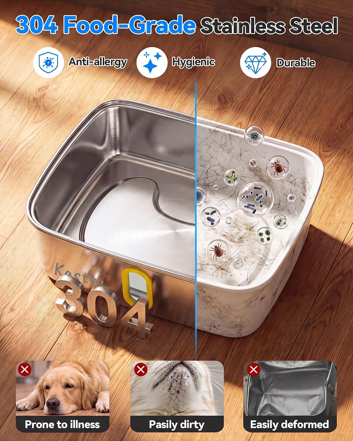 15L/4 Gal Stainless Steel Dog Water Fountain Large Capacity,FS78 | Dog Water Bowl Dispenser with Visual Window & LED Light 5-Stage Filtration ,Ultra Quiet Pet Water Fountain Easy Clean,Yellow