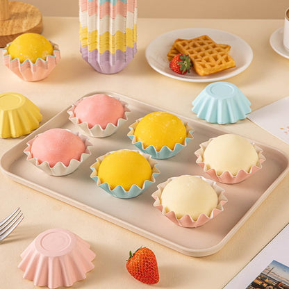 100 PCS Baking Cups Cupcake Liner Flared Brioche Muffin Wrappers (Yellow) | Standard Greaseproof Coated Paper Cup for Wedding Birthday Holiday Party or Baby Shower