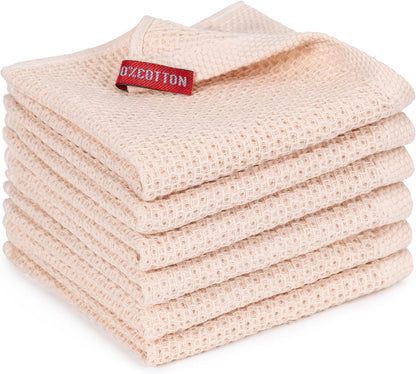 6-Pack Kitchen Dish Cloths, 100% Cotton Waffle Weave, Ultra Soft Absorbent, Quick Drying Dish Towels, 12x12 Inches,Yellow