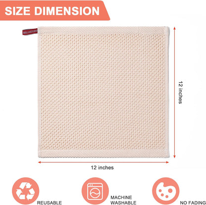 6-Pack Kitchen Dish Cloths, 100% Cotton Waffle Weave, Ultra Soft Absorbent, Quick Drying Dish Towels, 12x12 Inches,Yellow
