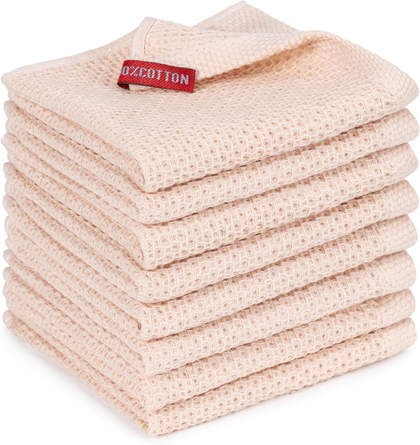 6-Pack Kitchen Dish Cloths, 100% Cotton Waffle Weave, Ultra Soft Absorbent, Quick Drying Dish Towels, 12x12 Inches,Yellow