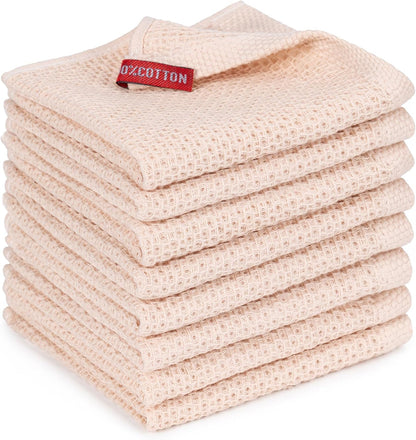 6-Pack Kitchen Dish Cloths, 100% Cotton Waffle Weave, Ultra Soft Absorbent, Quick Drying Dish Towels, 12x12 Inches,Yellow