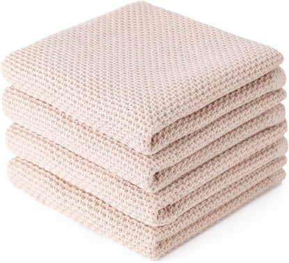 6-Pack Kitchen Dish Cloths, 100% Cotton Waffle Weave, Ultra Soft Absorbent, Quick Drying Dish Towels, 12x12 Inches,Yellow