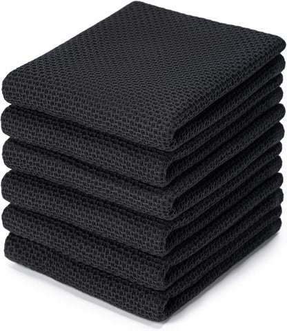 6-Pack Kitchen Dish Cloths, 100% Cotton Waffle Weave, Ultra Soft Absorbent, Quick Drying Dish Towels, 12x12 Inches,Yellow