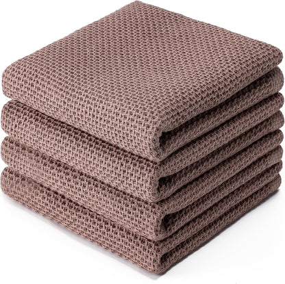 6-Pack Kitchen Dish Cloths, 100% Cotton Waffle Weave, Ultra Soft Absorbent, Quick Drying Dish Towels, 12x12 Inches,Yellow