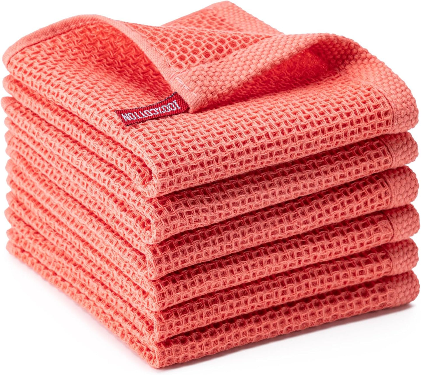 6-Pack Kitchen Dish Cloths, 100% Cotton Waffle Weave, Ultra Soft Absorbent, Quick Drying Dish Towels, 12x12 Inches,Yellow