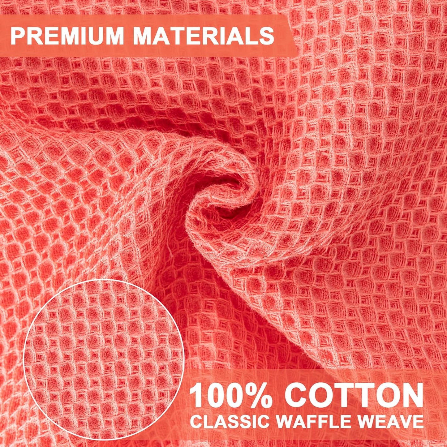 6-Pack Kitchen Dish Cloths, 100% Cotton Waffle Weave, Ultra Soft Absorbent, Quick Drying Dish Towels, 12x12 Inches,Yellow