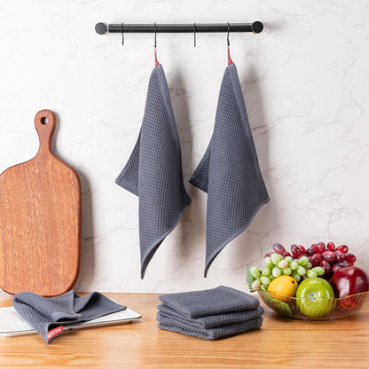 6-Pack Kitchen Dish Cloths, 100% Cotton Waffle Weave, Ultra Soft Absorbent, Quick Drying Dish Towels, 12x12 Inches,Yellow