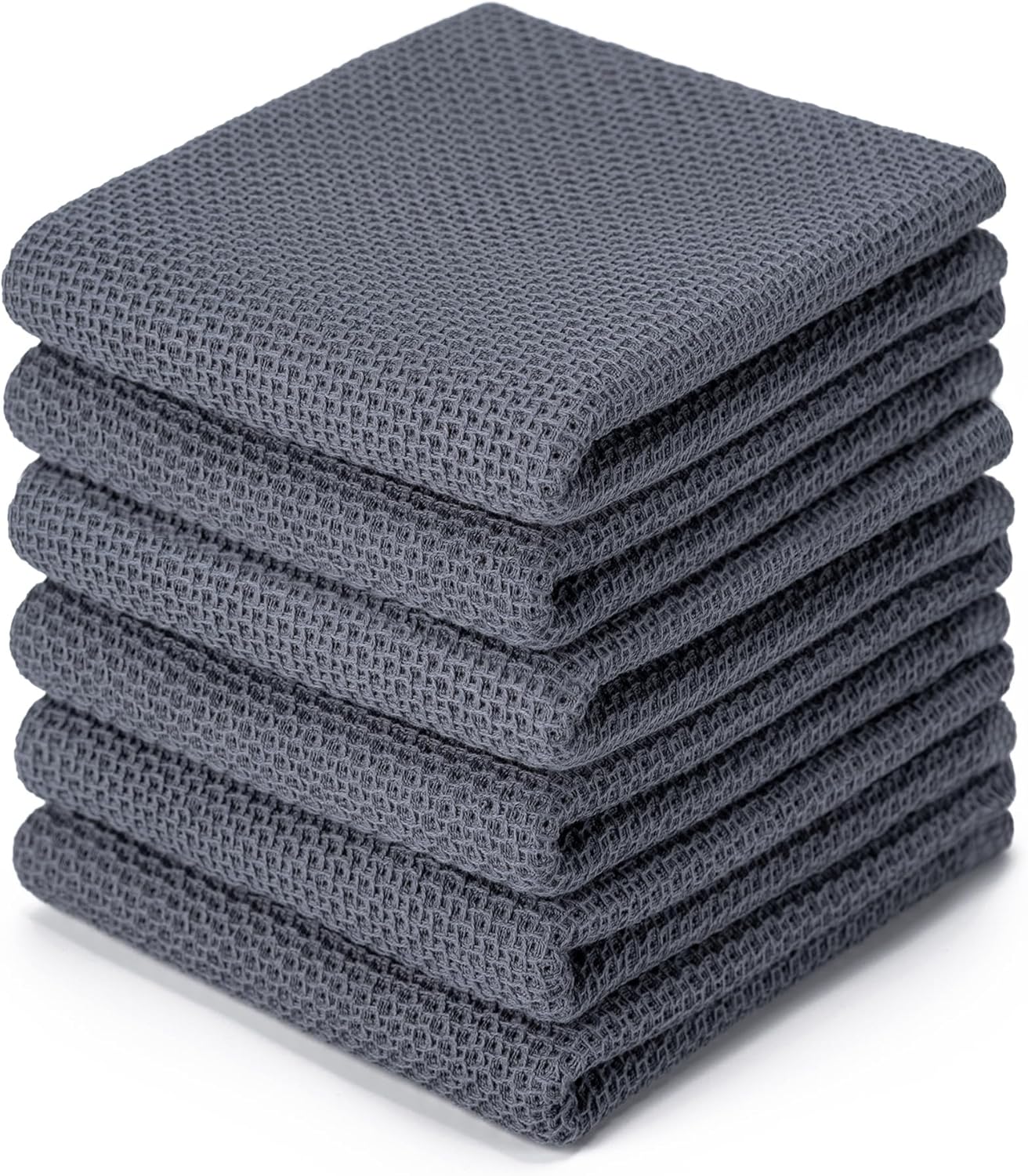 6-Pack Kitchen Dish Cloths, 100% Cotton Waffle Weave, Ultra Soft Absorbent, Quick Drying Dish Towels, 12x12 Inches,Yellow