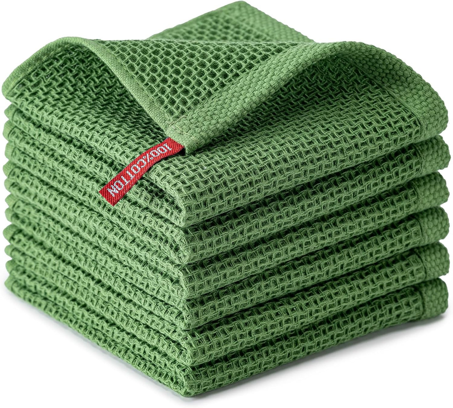 6-Pack Kitchen Dish Cloths, 100% Cotton Waffle Weave, Ultra Soft Absorbent, Quick Drying Dish Towels, 12x12 Inches,Yellow