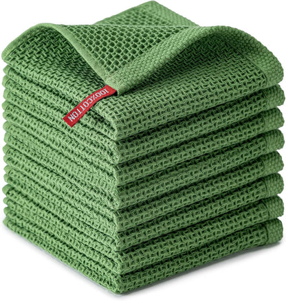 6-Pack Kitchen Dish Cloths, 100% Cotton Waffle Weave, Ultra Soft Absorbent, Quick Drying Dish Towels, 12x12 Inches,Yellow