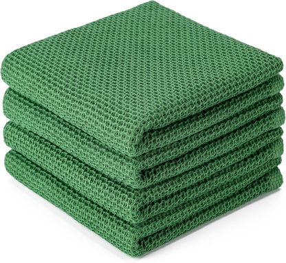 6-Pack Kitchen Dish Cloths, 100% Cotton Waffle Weave, Ultra Soft Absorbent, Quick Drying Dish Towels, 12x12 Inches,Yellow
