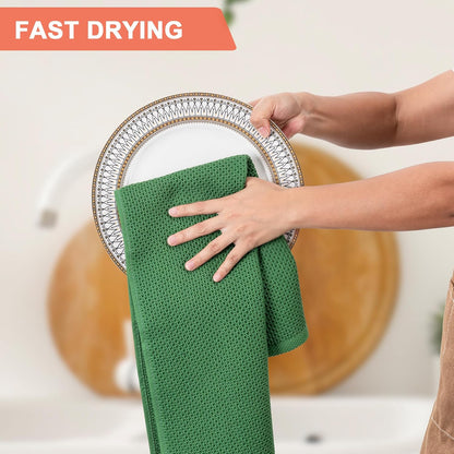 6-Pack Kitchen Dish Cloths, 100% Cotton Waffle Weave, Ultra Soft Absorbent, Quick Drying Dish Towels, 12x12 Inches,Yellow