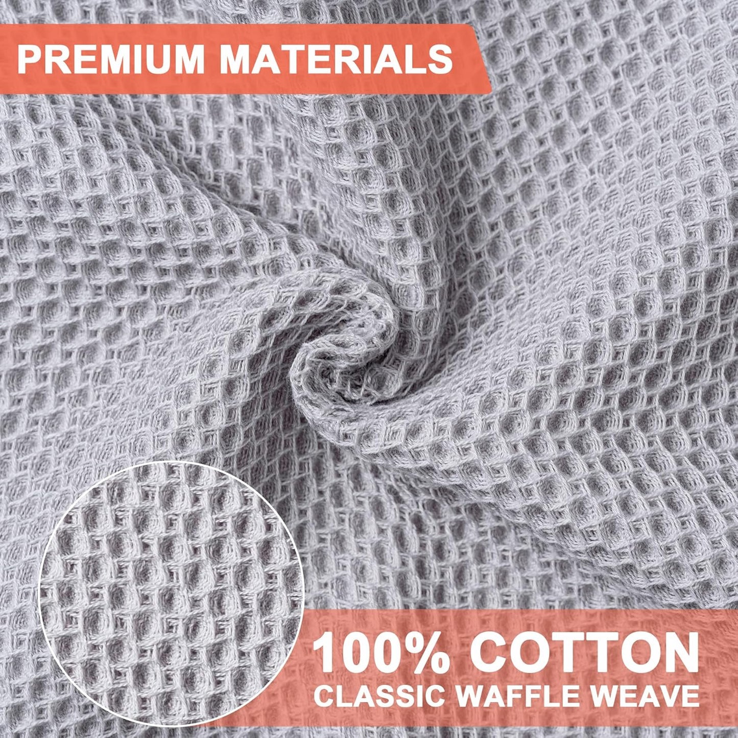 6-Pack Kitchen Dish Cloths, 100% Cotton Waffle Weave, Ultra Soft Absorbent, Quick Drying Dish Towels, 12x12 Inches,Yellow