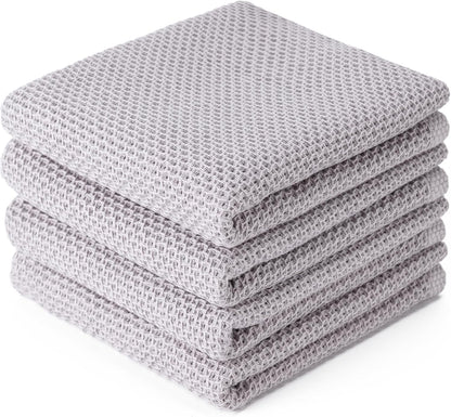 6-Pack Kitchen Dish Cloths, 100% Cotton Waffle Weave, Ultra Soft Absorbent, Quick Drying Dish Towels, 12x12 Inches,Yellow
