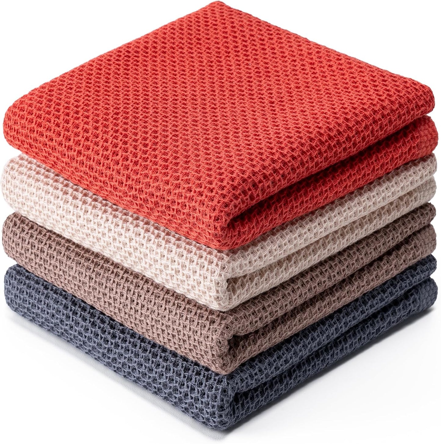 6-Pack Kitchen Dish Cloths, 100% Cotton Waffle Weave, Ultra Soft Absorbent, Quick Drying Dish Towels, 12x12 Inches,Yellow