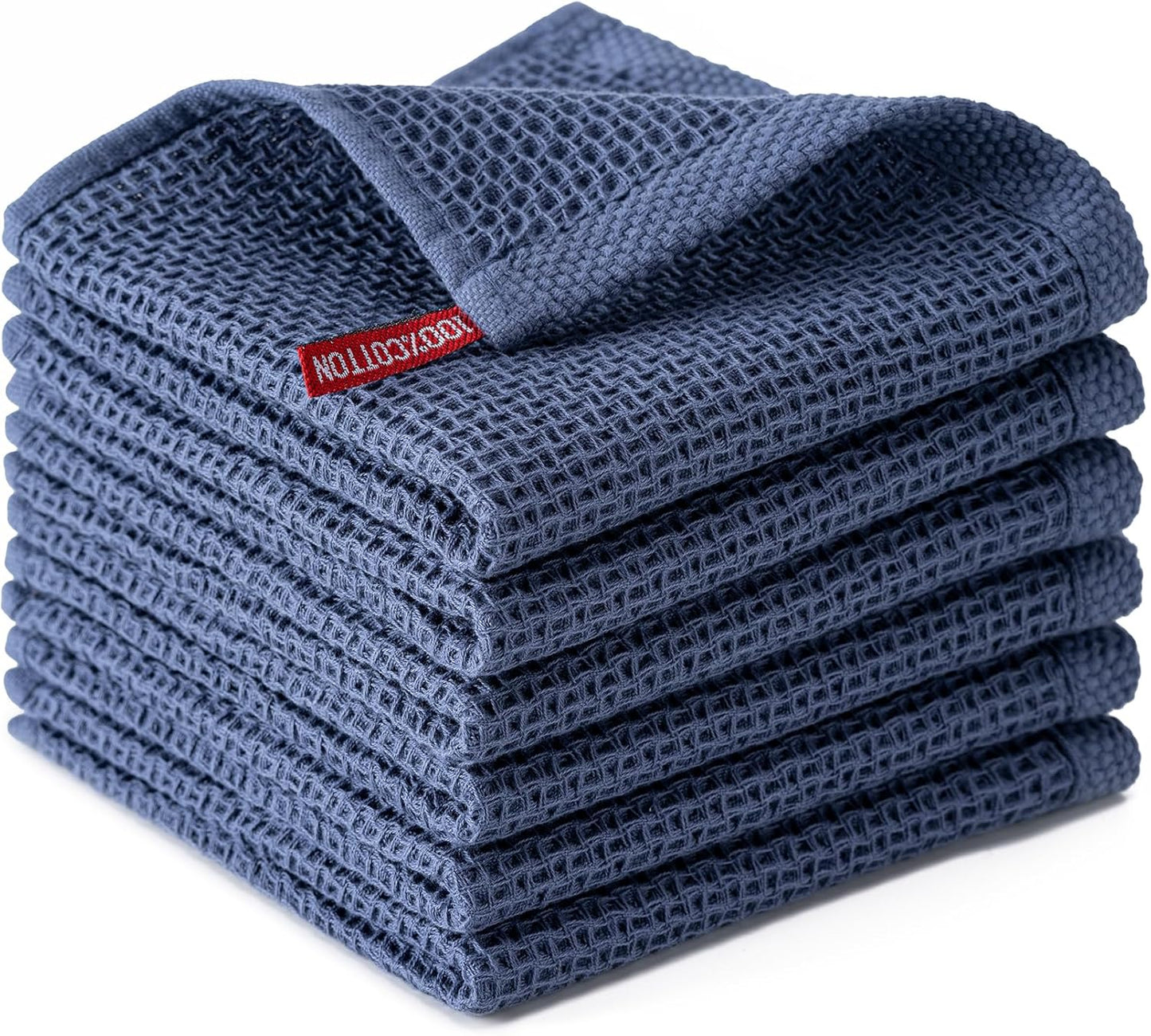 6-Pack Kitchen Dish Cloths, 100% Cotton Waffle Weave, Ultra Soft Absorbent, Quick Drying Dish Towels, 12x12 Inches,Yellow