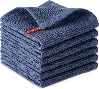 6-Pack Kitchen Dish Cloths, 100% Cotton Waffle Weave, Ultra Soft Absorbent, Quick Drying Dish Towels, 12x12 Inches,Yellow