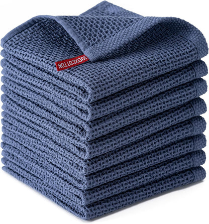 6-Pack Kitchen Dish Cloths, 100% Cotton Waffle Weave, Ultra Soft Absorbent, Quick Drying Dish Towels, 12x12 Inches,Yellow