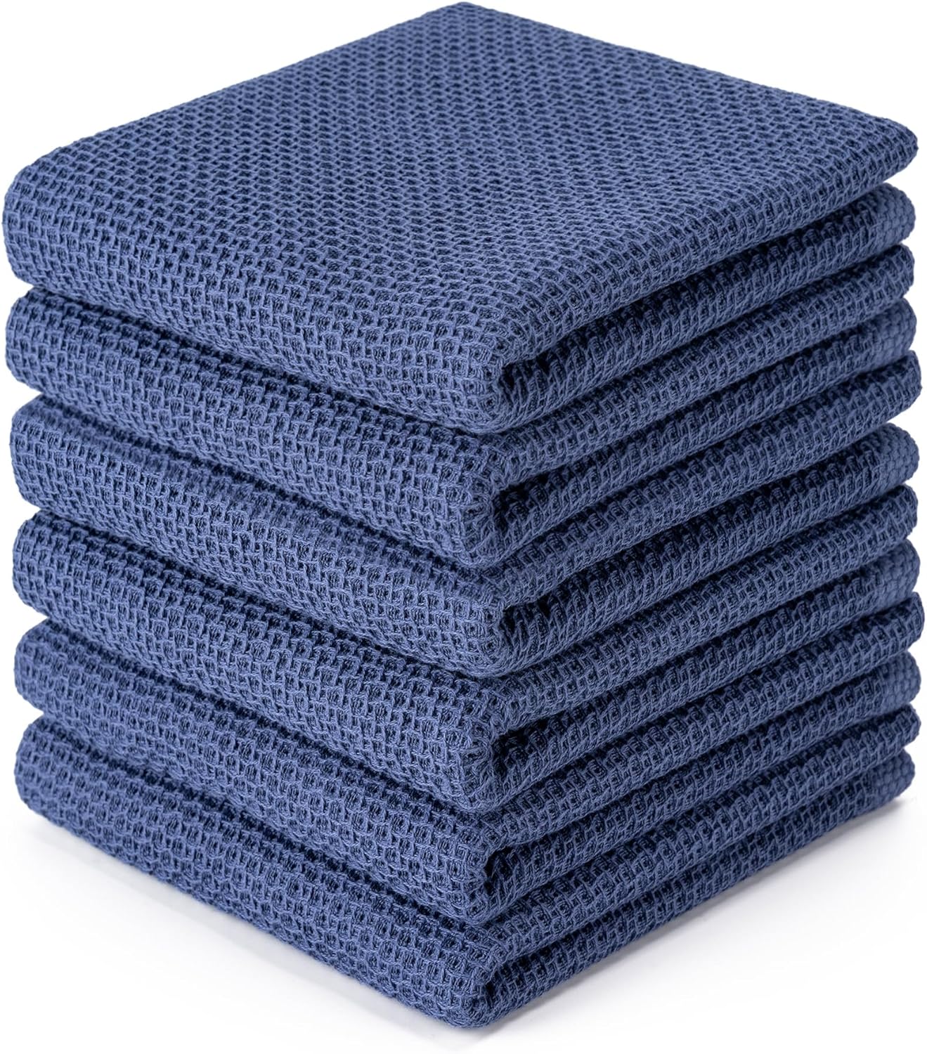 6-Pack Kitchen Dish Cloths, 100% Cotton Waffle Weave, Ultra Soft Absorbent, Quick Drying Dish Towels, 12x12 Inches,Yellow