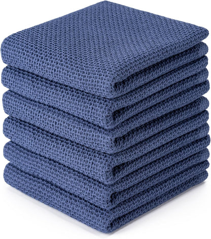 6-Pack Kitchen Dish Cloths, 100% Cotton Waffle Weave, Ultra Soft Absorbent, Quick Drying Dish Towels, 12x12 Inches,Yellow