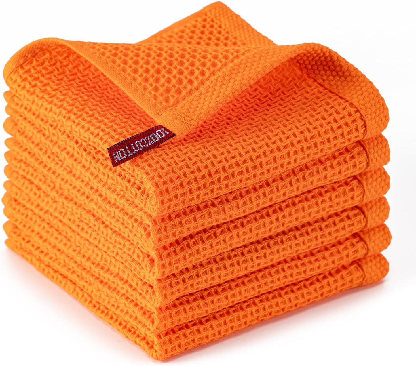 6-Pack Kitchen Dish Cloths, 100% Cotton Waffle Weave, Ultra Soft Absorbent, Quick Drying Dish Towels, 12x12 Inches,Yellow